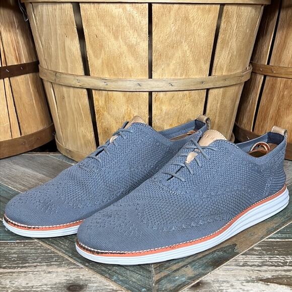 Cole Haan Original Grand Knit Wingtip II Gray Tan Oxfords Shoes Mens Size 13 - Picture 3 of 11